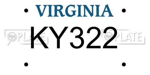 KY322 Virginia License Plate