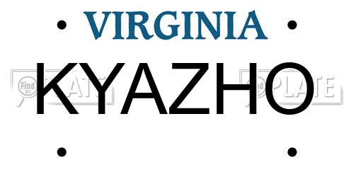 KYAZHO Virginia License Plate