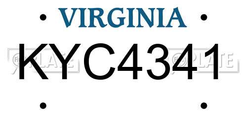 KYC4341 Virginia License Plate