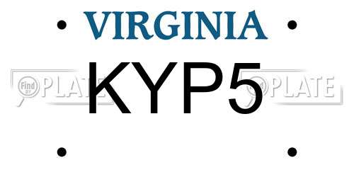 KYP5 Virginia License Plate