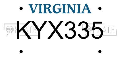 KYX335 Virginia License Plate