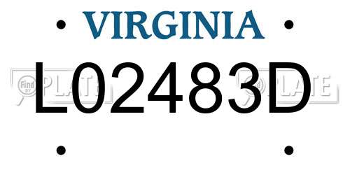 L02483D Virginia License Plate