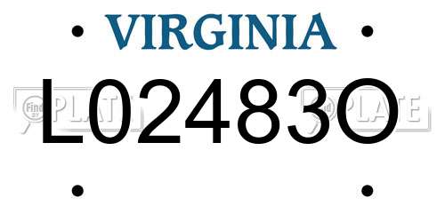 L02483O Virginia License Plate