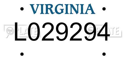 L029294 Virginia License Plate