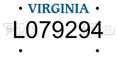 L079294 Virginia License Plate