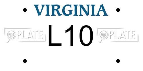 L10 Virginia License Plate