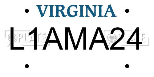 L1AMA24 Virginia License Plate
