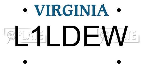 L1LDEW Virginia License Plate