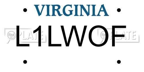 L1LWOF Virginia License Plate