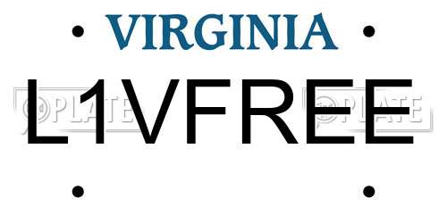 L1VFREE Virginia License Plate