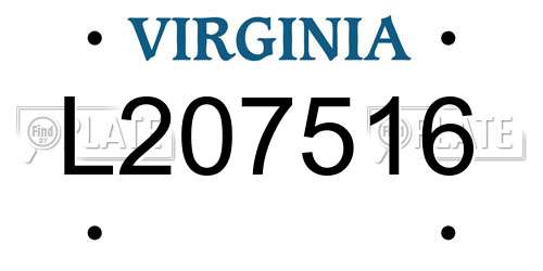 L207516 Virginia License Plate