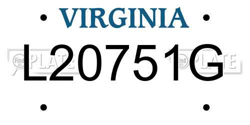 L20751G Virginia License Plate