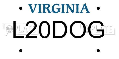 L20DOG Virginia License Plate
