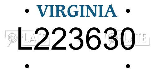 L223630 Virginia License Plate