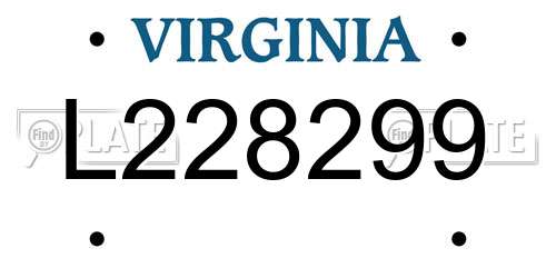 L228299 Virginia License Plate