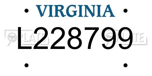 L228799 Virginia License Plate