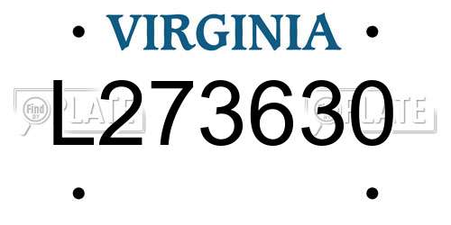 L273630 Virginia License Plate