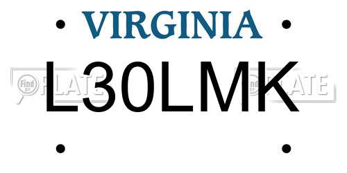 L30LMK Virginia License Plate