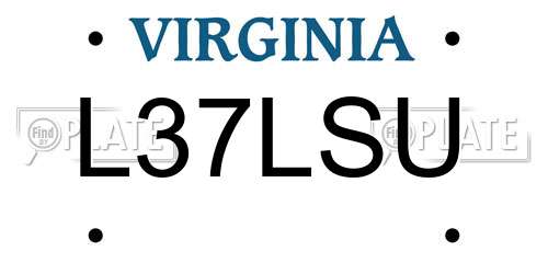 L37LSU Virginia License Plate