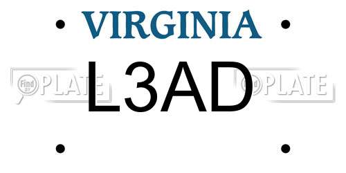L3AD Virginia License Plate