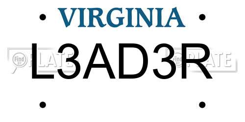 L3AD3R Virginia License Plate