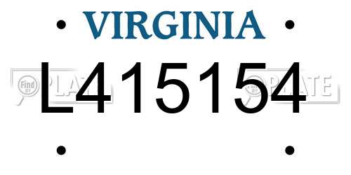 L415154 Virginia License Plate