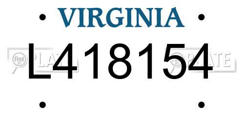 L418154 Virginia License Plate