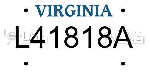 L41818A Virginia License Plate