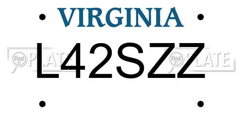 L42SZZ Virginia License Plate