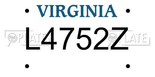 L4752Z Virginia License Plate