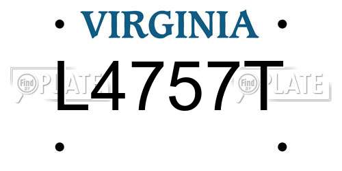 L4757T Virginia License Plate