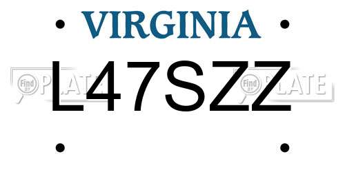 L47SZZ Virginia License Plate