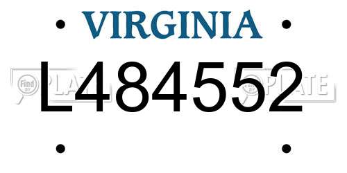 L484552 Virginia License Plate