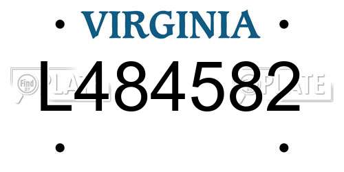 L484582 Virginia License Plate