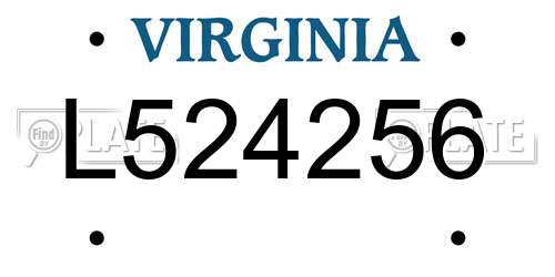 L524256 Virginia License Plate