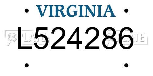 L524286 Virginia License Plate