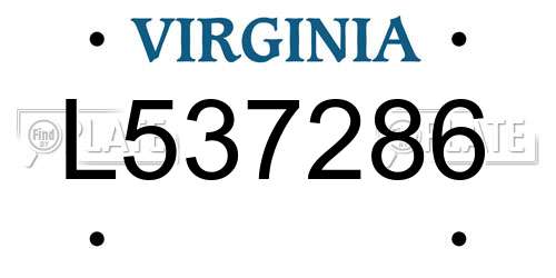 L537286 Virginia License Plate