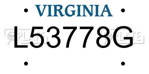 L53778G Virginia License Plate