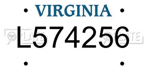 L574256 Virginia License Plate