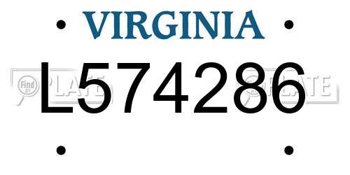 L574286 Virginia License Plate