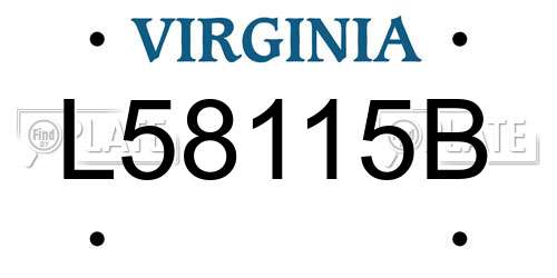 L58115B Virginia License Plate
