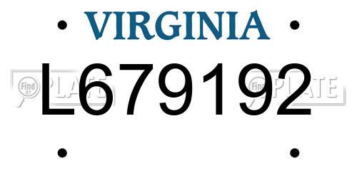 L679192 Virginia License Plate