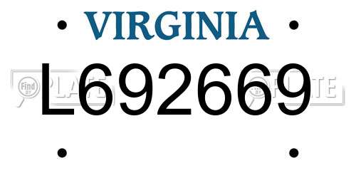 L692669 Virginia License Plate
