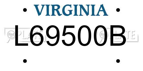 L69500B Virginia License Plate