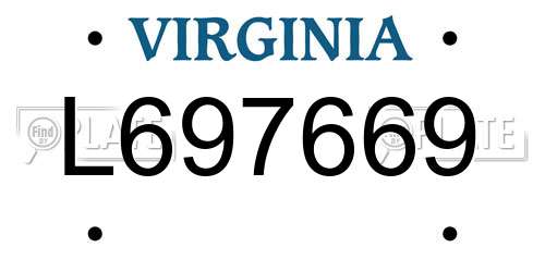 L697669 Virginia License Plate