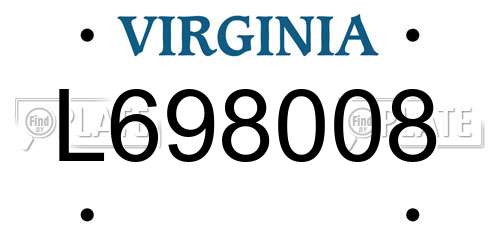 L698008 Virginia License Plate