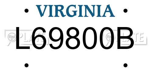 L69800B Virginia License Plate
