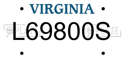 L69800S Virginia License Plate