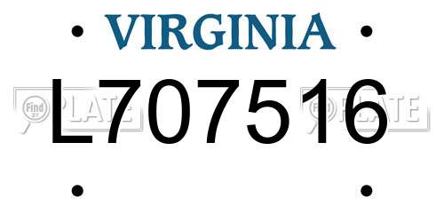 L707516 Virginia License Plate