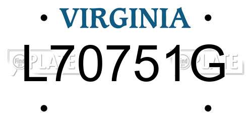 L70751G Virginia License Plate